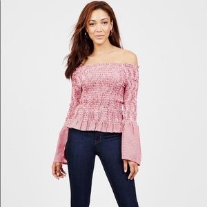 Off the shoulder gingham top